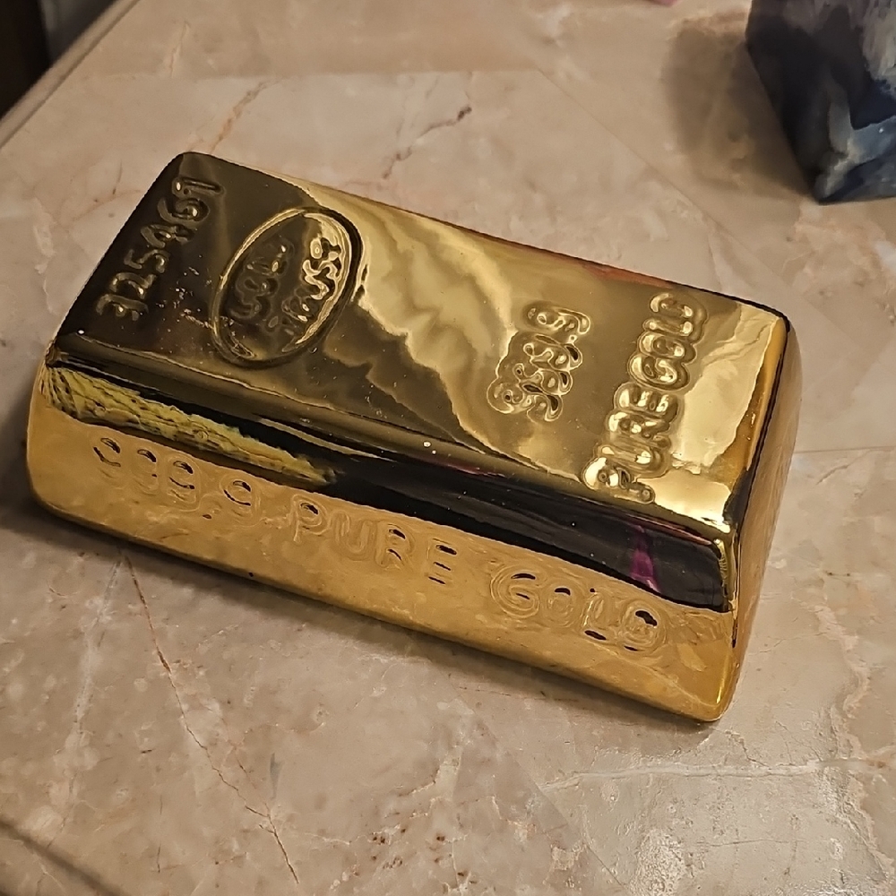 Gold Bar Ceramic  Paperweight Brand New Without Tags By Three Hands Pottery 6" L